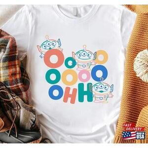 Colorful Retro Toy Story Aliens Walt Disney Disneyland 2023 Tshirt Unisex